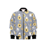 Cute hamster sunflower pattern background Kids' Boys' Girls' Bomber Jacket