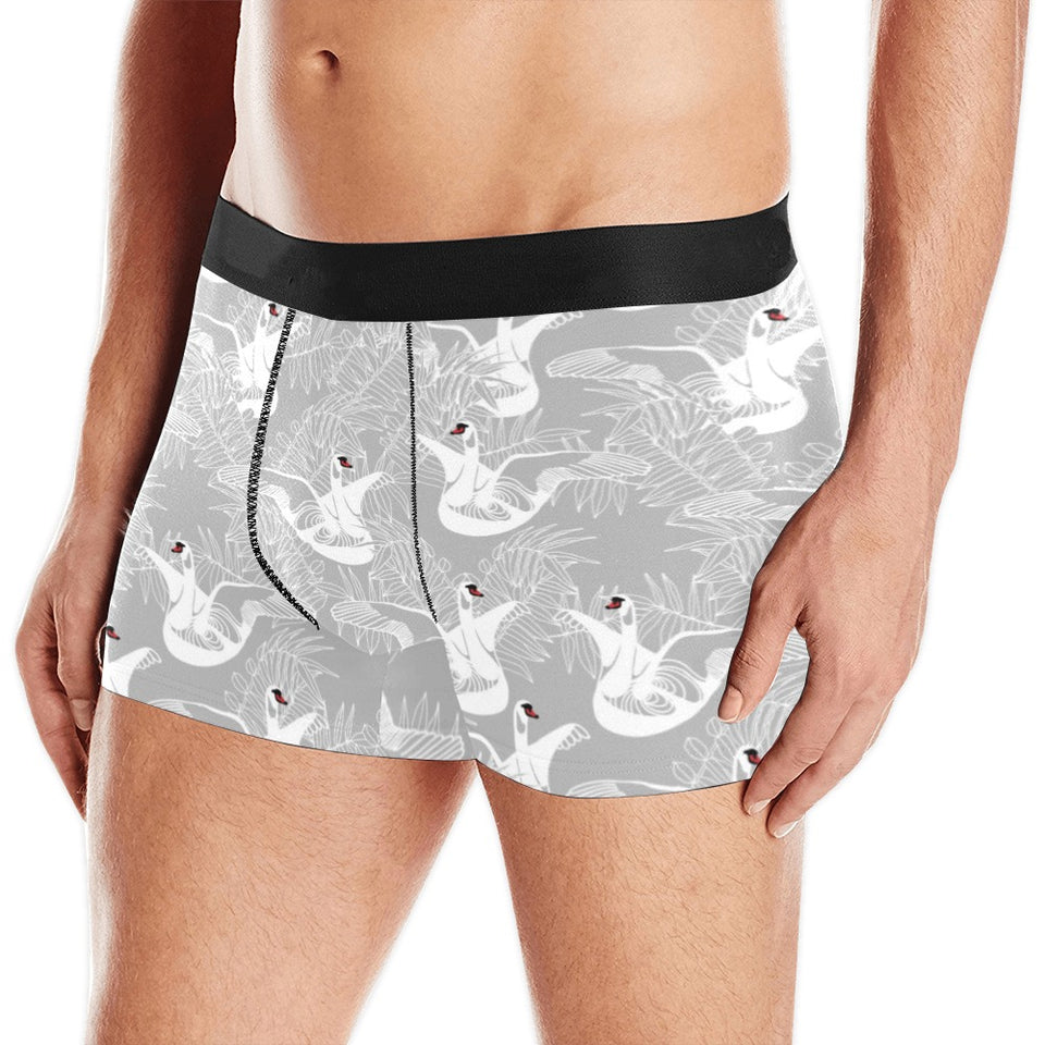 white swan gray background Men's All Over Print Boxer Briefs Men's Underwear