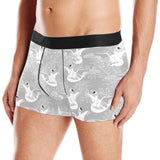 white swan gray background Men's All Over Print Boxer Briefs Men's Underwear