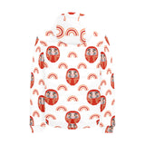 Daruma japanese wooden doll design pattern Men's Padded Hooded Jacket