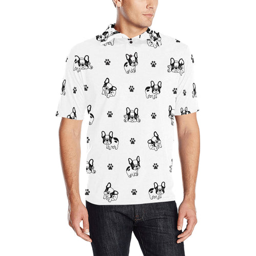 Cute french bulldog paw pattern Men's All Over Print Polo Shirt