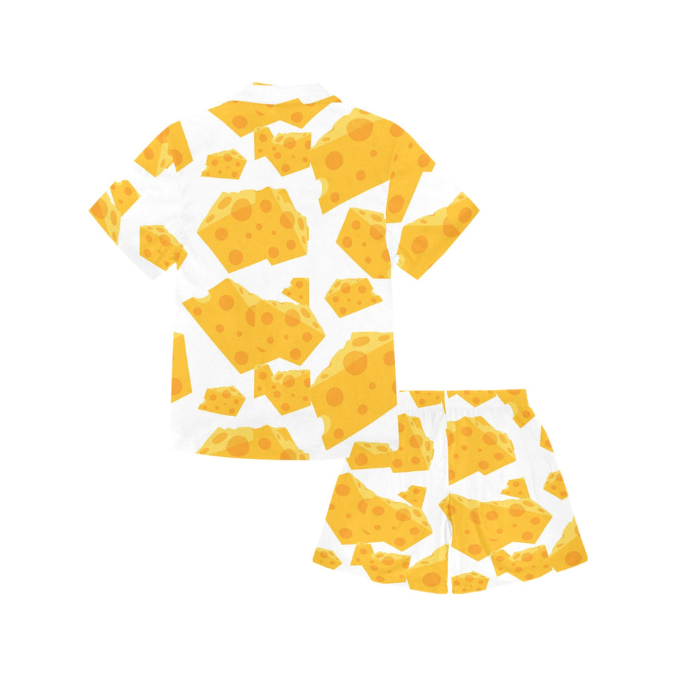 Cheese slice pattern Kids' Boys' Girls' V-Neck Short Pajama Set