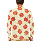 Tomato dot background Men's Long Sleeve Polo Shirt