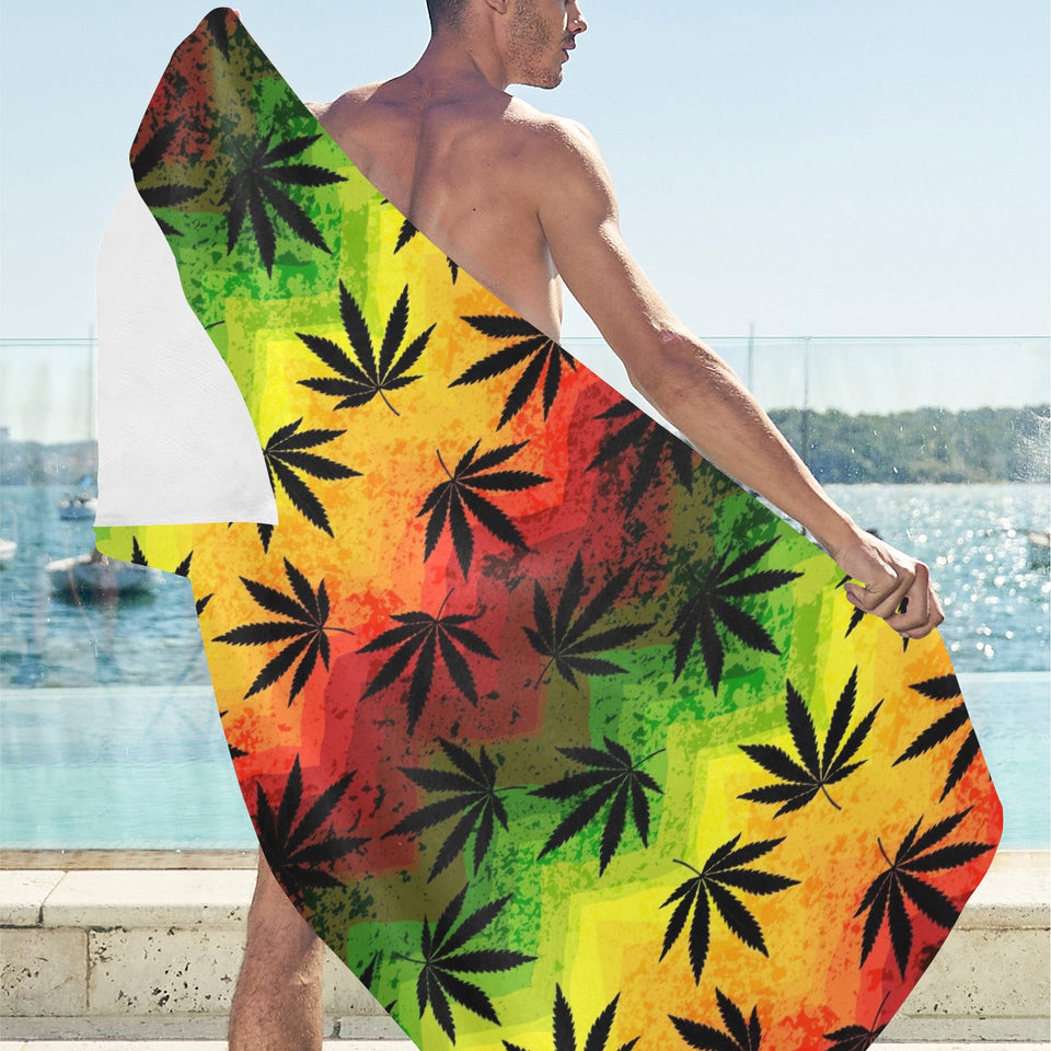 Canabis Marijuana Weed Pattern Print Design 03 Beach Towel