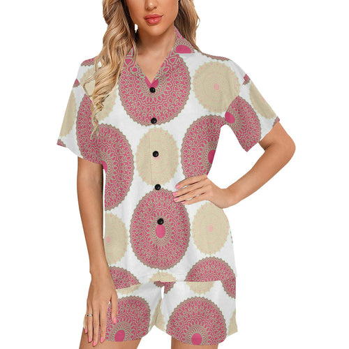 Circle indian pattern Women's V-Neck Short Pajama Set