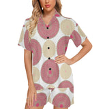 Circle indian pattern Women's V-Neck Short Pajama Set