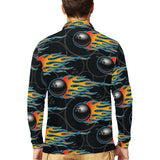 Bowling balls flame pattern Men's Long Sleeve Polo Shirt