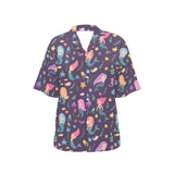 beautiful mermaid Fish jellyfish algae other marin Women's All Over Print Hawaiian Shirt