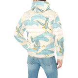Bonsai bamboo stork japanese pattern cream theme Men's Padded Hooded Jacket