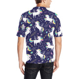 Hand drawn cute unicorn star planet Men's All Over Print Polo Shirt