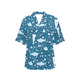 Cute shark pattern Women's All Over Print Hawaiian Shirt