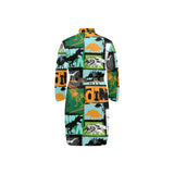 dinosaurs print pattern Men's Long Sleeve Belted Night Robe
