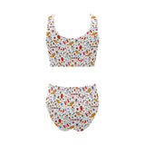 Canada Pattern Print Design 03 Chest Bowknot High Waisted Bikini Swimsuit
