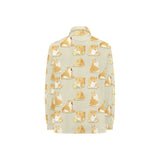 Cute fat shiba inu dog pattern Women's Long Sleeve Polo Shirt