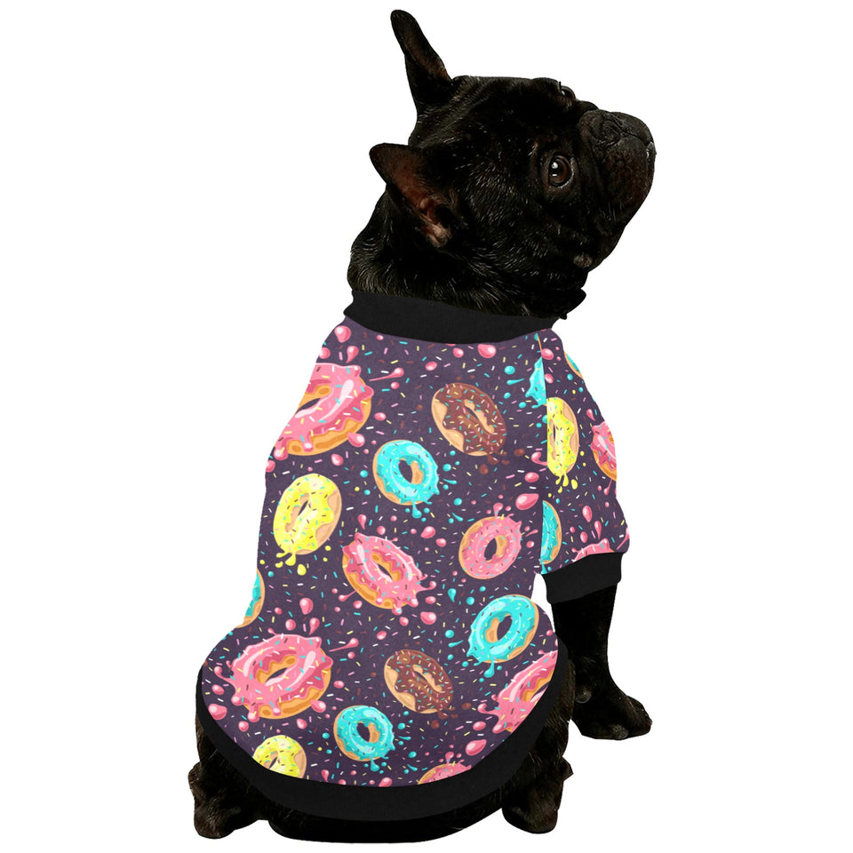 Colorful donut glaze pattern All Over Print Pet Dog Round Neck Fuzzy Shirt