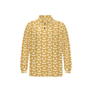 Pretzels Pattern Print Design 01 Men's Long Sleeve Polo Shirt