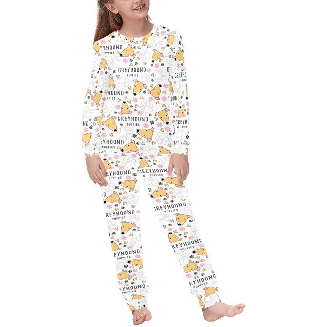 Greyhound Pattern Print Design 03 Kids' Boys' Girls' All Over Print Pajama Set