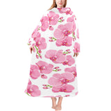 pink purple orchid pattern background Blanket Robe with Sleeves