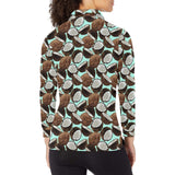 Coconut Pattern Print Design 03 Women's Long Sleeve Polo Shirt