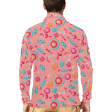 Colorful candy pattern Men's Long Sleeve Polo Shirt