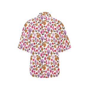 Squirrel Pattern Print Design 02 Women's All Over Print Hawaiian Shirt