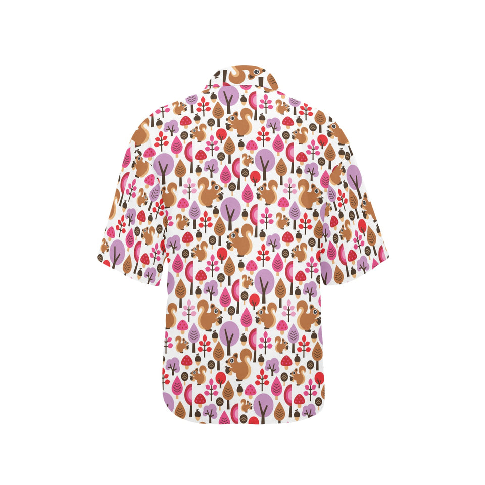 Squirrel Pattern Print Design 02 Women's All Over Print Hawaiian Shirt