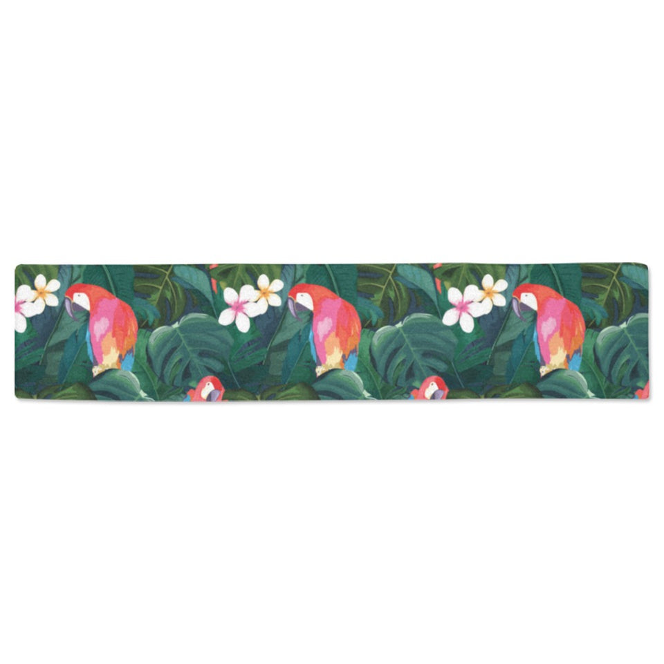 Parrot Palm tree leaves flower hibiscus pattern Table Runner