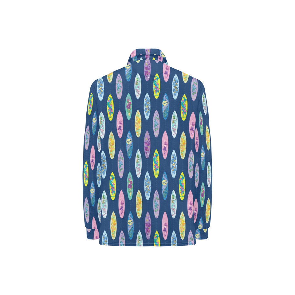 Surfboard Pattern Print Design 03 Women's Long Sleeve Polo Shirt