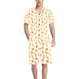 Golden Retriever Pattern Print Design 05 Men's V-Neck Short Pajama Set