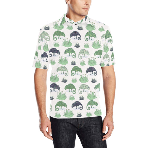 Chameleon lizard succulent plant pattern Men's All Over Print Polo Shirt