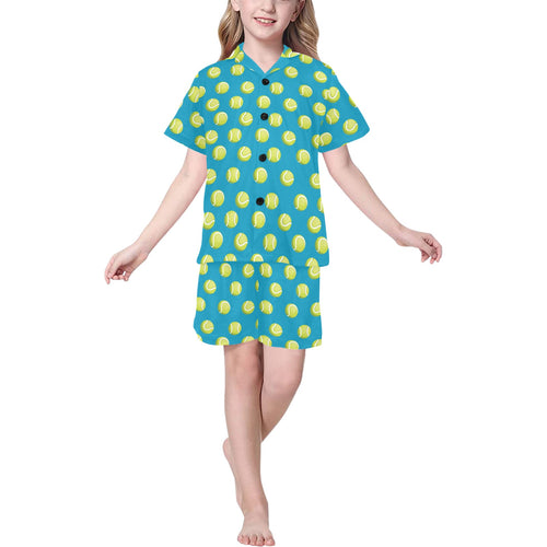 Tennis Pattern Print Design 05 Kids' Boys' Girls' V-Neck Short Pajama Set