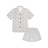 Hippopotamus Pattern Print Design 05 Kids' Boys' Girls' V-Neck Short Pajama Set