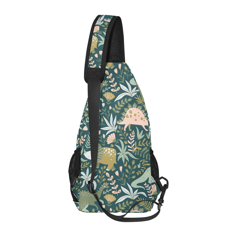 dinosaurs tropical leaves flower pattern All Over Print Chest Bag