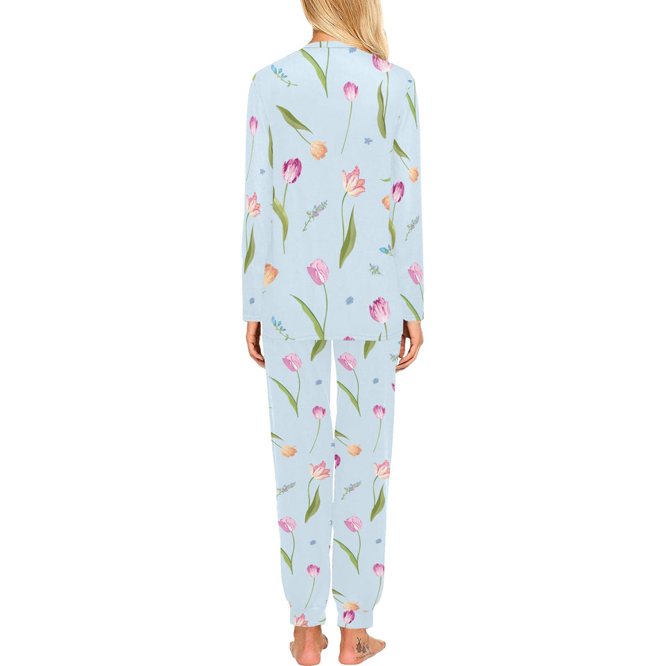 Watercolor Tulips pattern Women's All Over Print Pajama Set