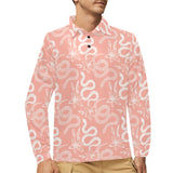 Snake lilies flower pattern Men's Long Sleeve Polo Shirt