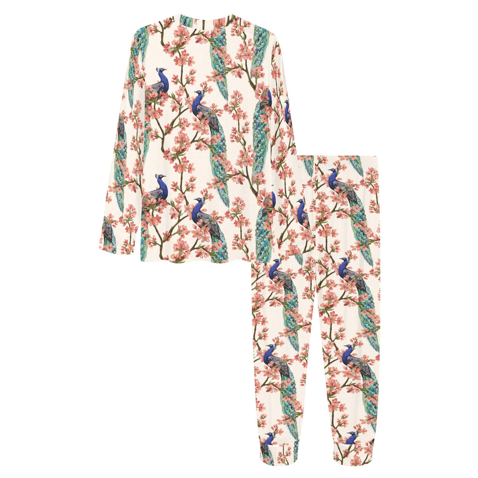 Peacock tropical flower pattern Women's All Over Print Pajama Set