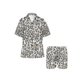 Leopard skin print pattern Women's V-Neck Short Pajama Set