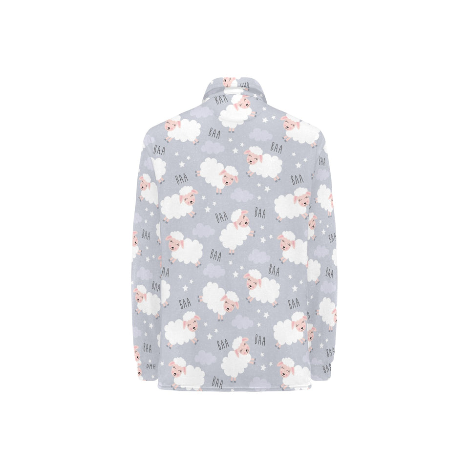 Sweet dreams sheep pattern Women's Long Sleeve Polo Shirt
