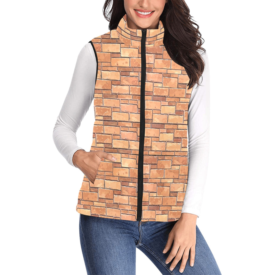 Brick Printed Pattern Print Design 04 Women's Padded Vest