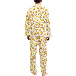 Fried Eggs Pattern Print Design 02 Men's Long Pajama Set