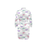 Helicopter plane pattern Men's Long Sleeve Belted Night Robe