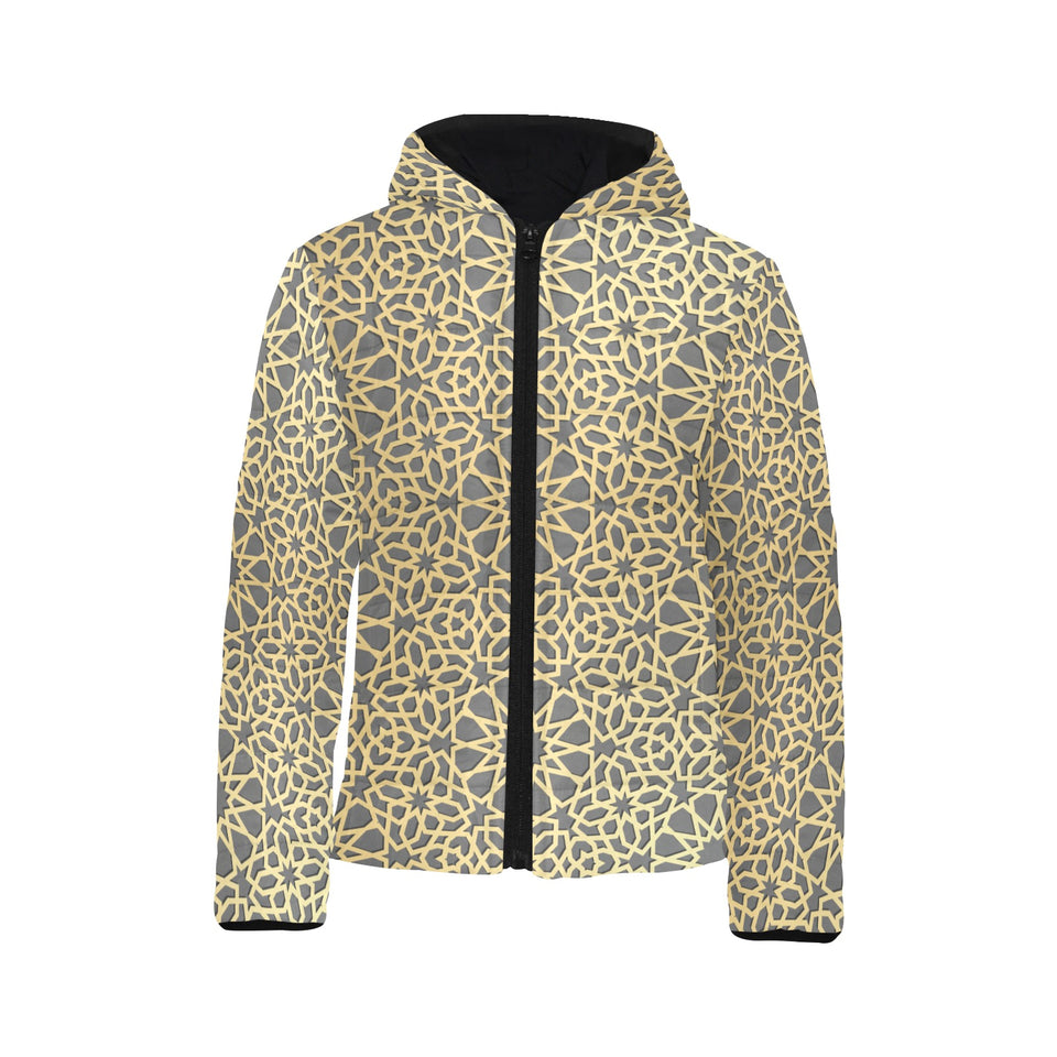 arabic star gold pattern Kids' Boys' Girls' Padded Hooded Jacket