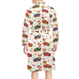 Corgi Christmas Pattern Men's Long Sleeve Belted Night Robe