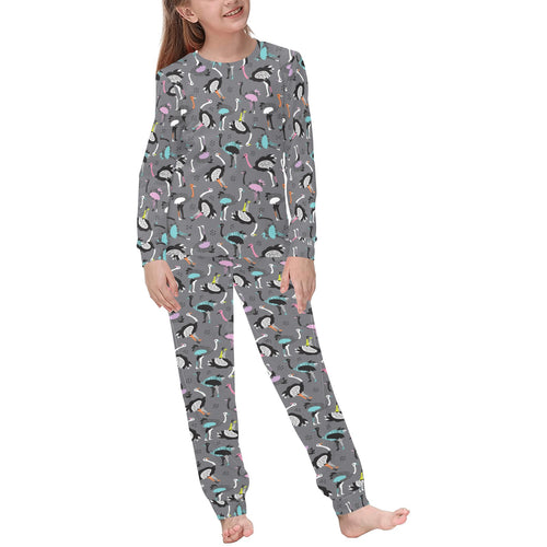 Ostrich Pattern Print Design 01 Kids' Boys' Girls' All Over Print Pajama Set