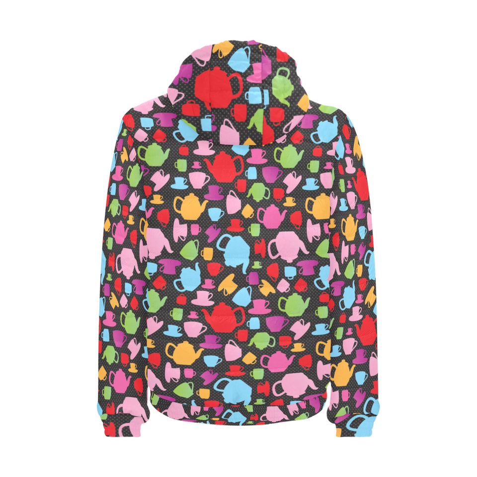 Tea pots Pattern Print Design 01 Men's Padded Hooded Jacket