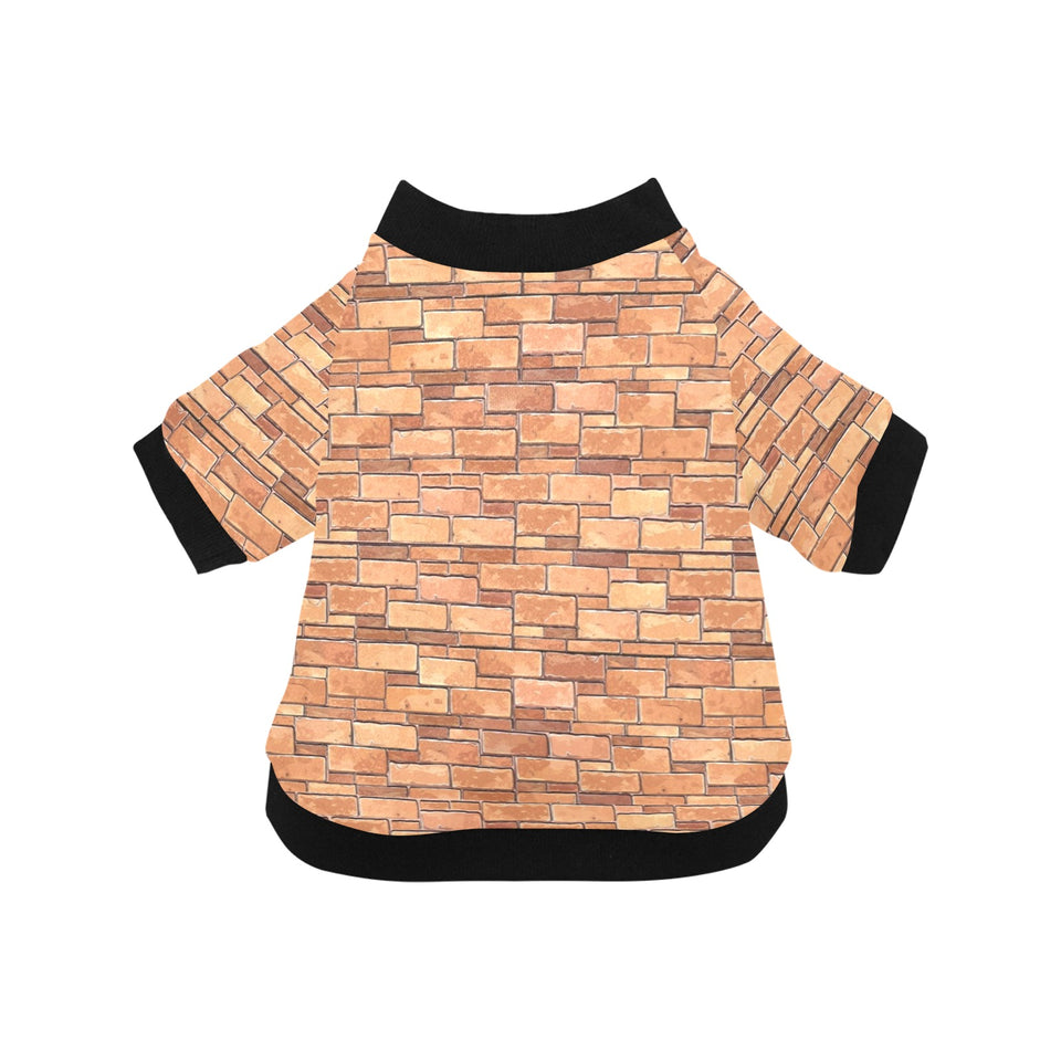 Brick Printed Pattern Print Design 04 All Over Print Pet Dog Round Neck Fuzzy Shirt