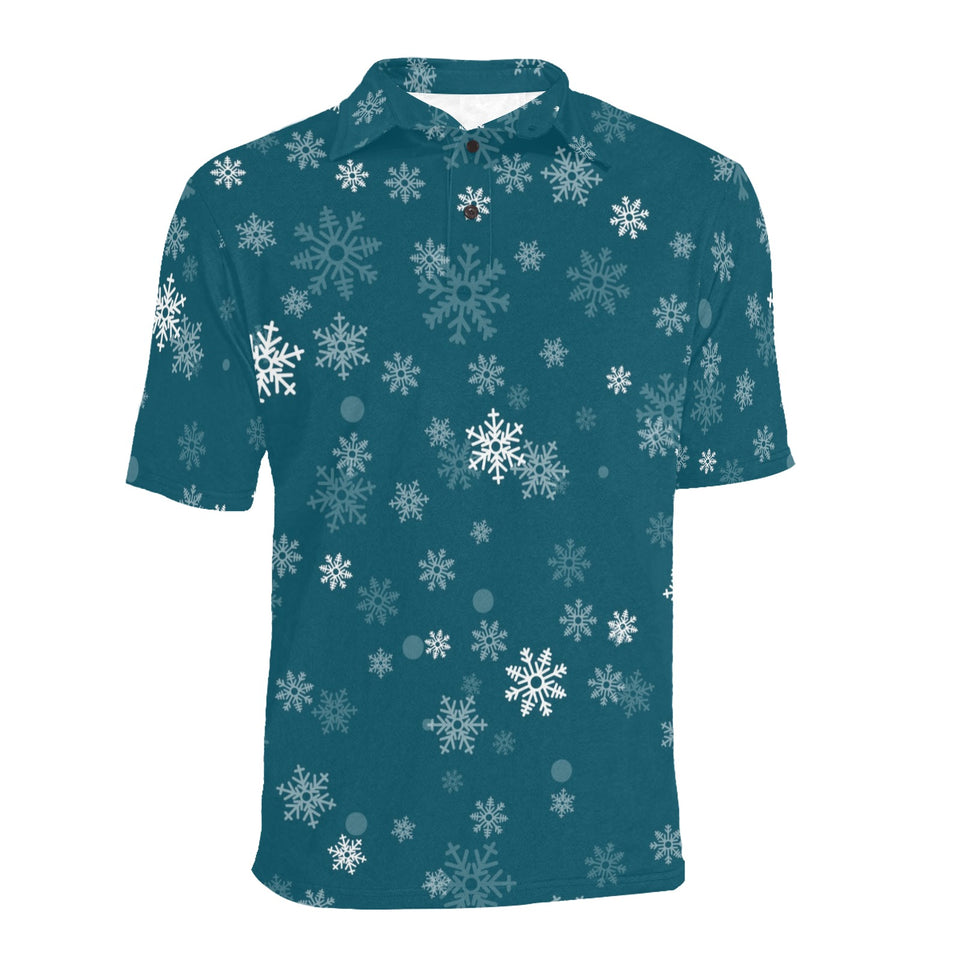 Snowflake pattern dark background Men's All Over Print Polo Shirt