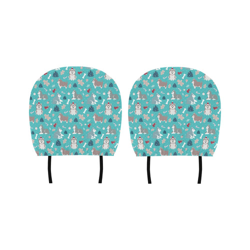 Christmas cute siberian husky puppie pattern Car Headrest Cover