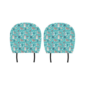 Christmas cute siberian husky puppie pattern Car Headrest Cover