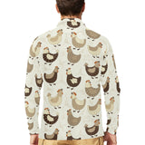 Cute rooster chicken cock Men's Long Sleeve Polo Shirt